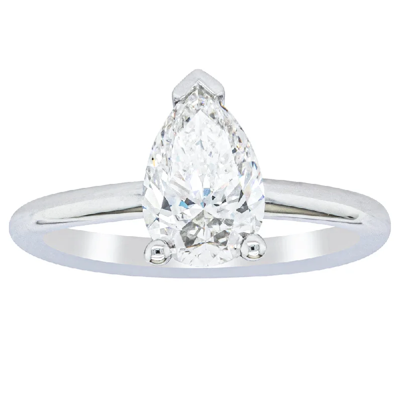 Luxury Meets Affordability – Jewelry Sale Live Now 18ct White Gold 1.51ct Pear Cut Diamond Melba Ring