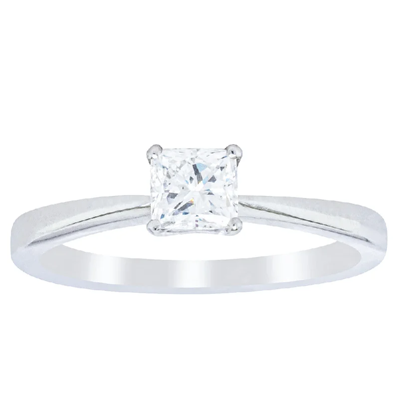 18ct White Gold .47ct Princess Cut Reclaimed Diamond Royale Ring