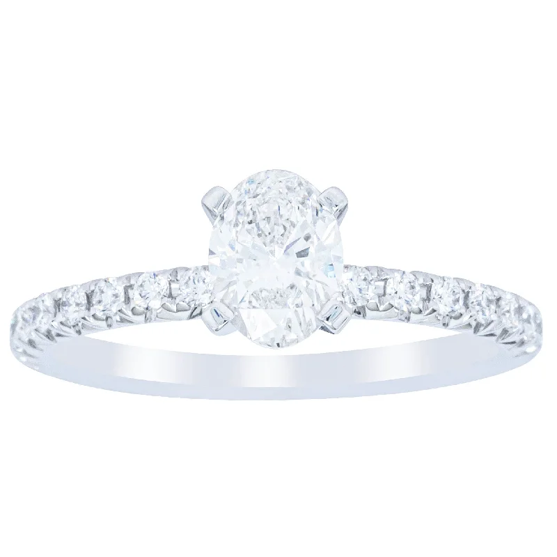 18ct White Gold .70ct Oval Diamond Comet Ring