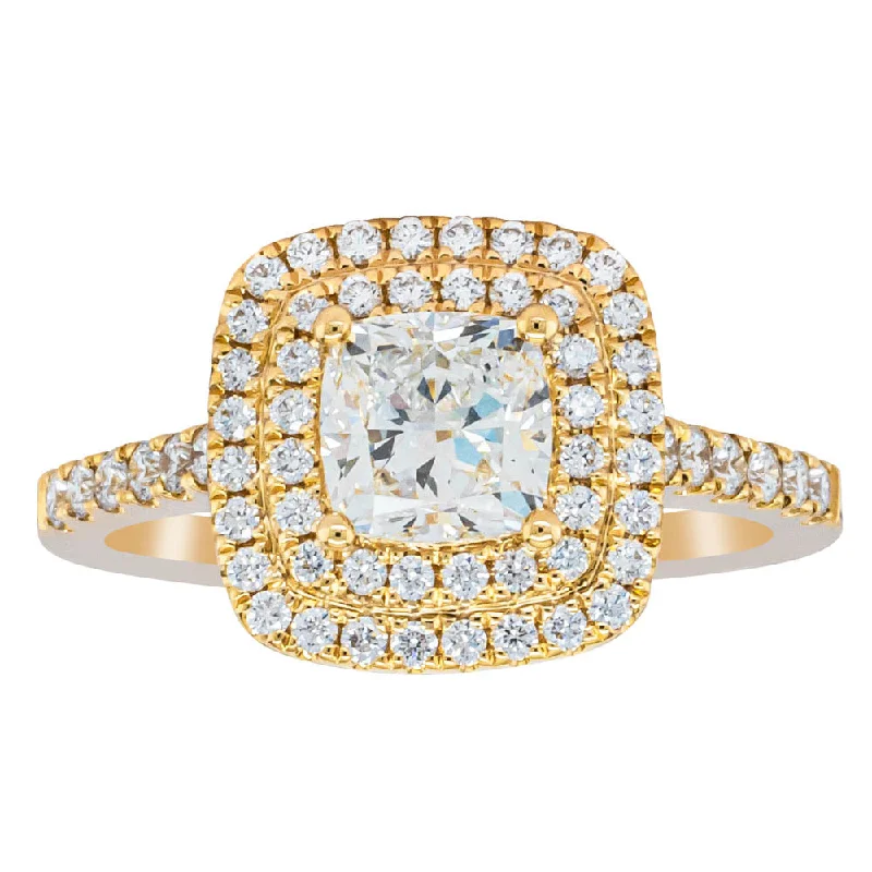 18ct Yellow Gold 1.00ct Cushion Cut Diamond Rosa Ring