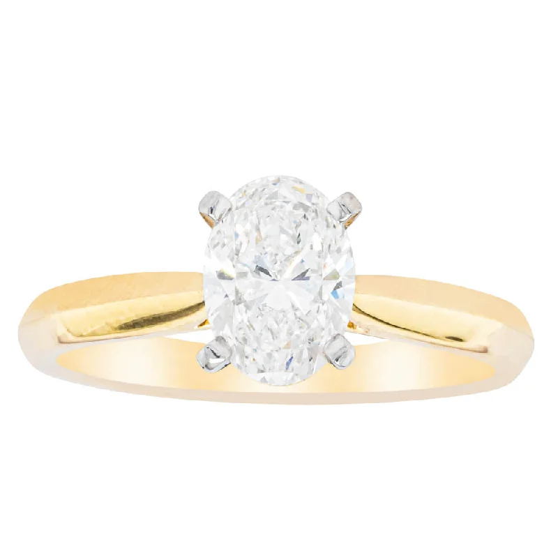 18ct Yellow Gold 1.00ct Oval Cut Diamond Venetian Ring