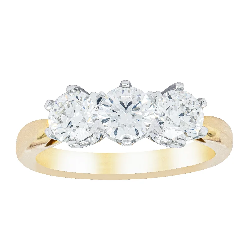 Glamorous Jewelry, Glamorous Deals – Shop Now 18ct Yellow Gold 1.50ct Diamond Trilogy Ring