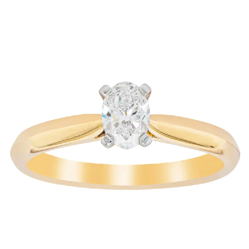 18ct Yellow Gold .40ct Oval Cut Diamond Venetian Ring