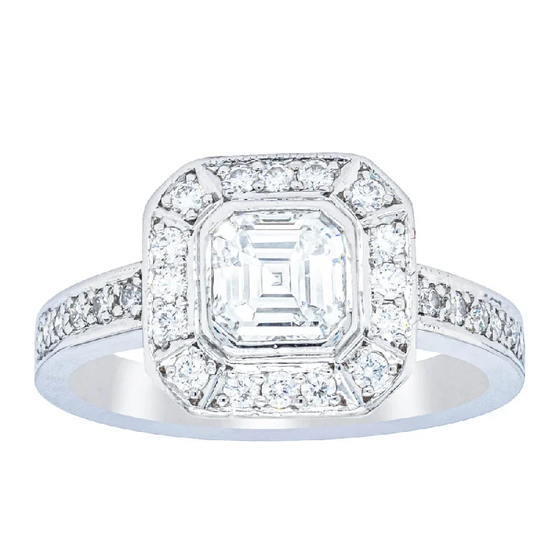 Deja Vu Platinum .70ct Asscher Cut Diamond Ring