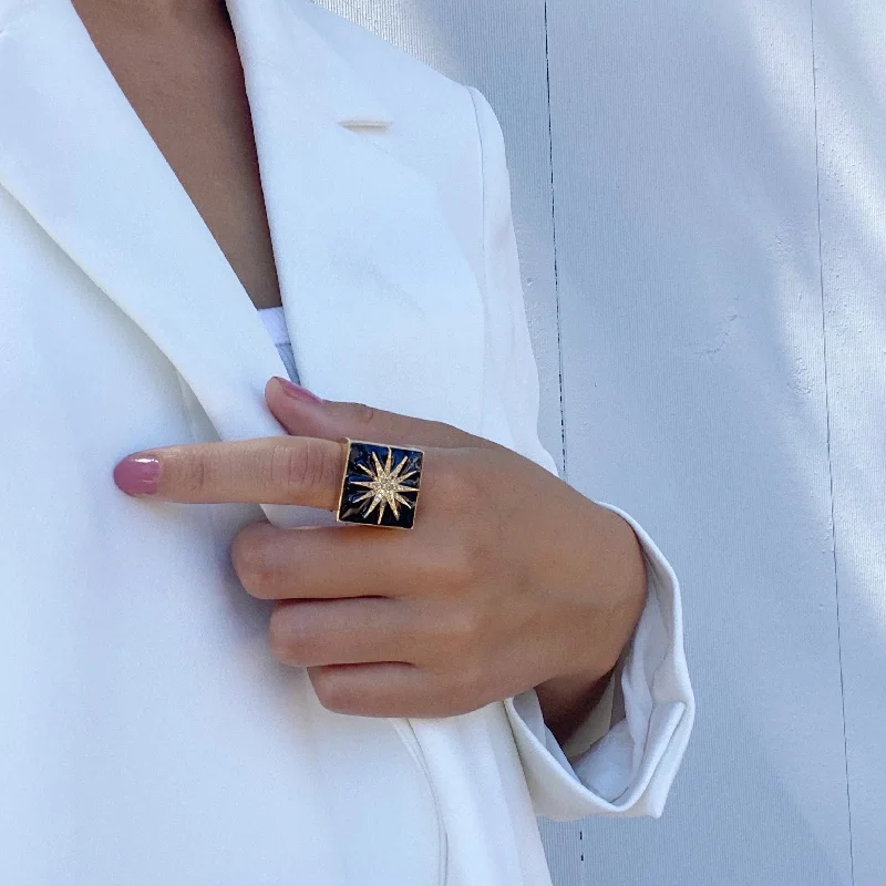 Jewelry Sale Alert – Shop Timeless Elegance Today STELLA SQUARE ENAMEL BURST RING