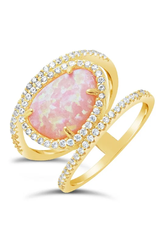 Limited-Time Offer On Elegant Jewelry Pieces 14K Gold Plated Sterling Silver Created Opal Oval Gemstone Ring