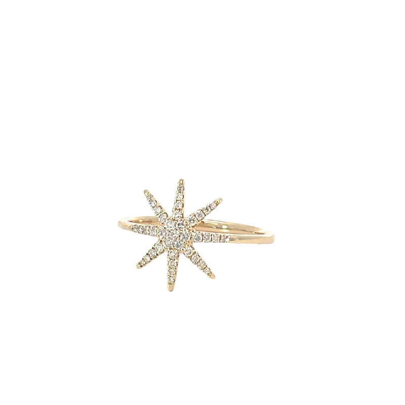 Timeless Elegance Now At Special Discounts 14k Yellow Gold Diamond Starburst Ring