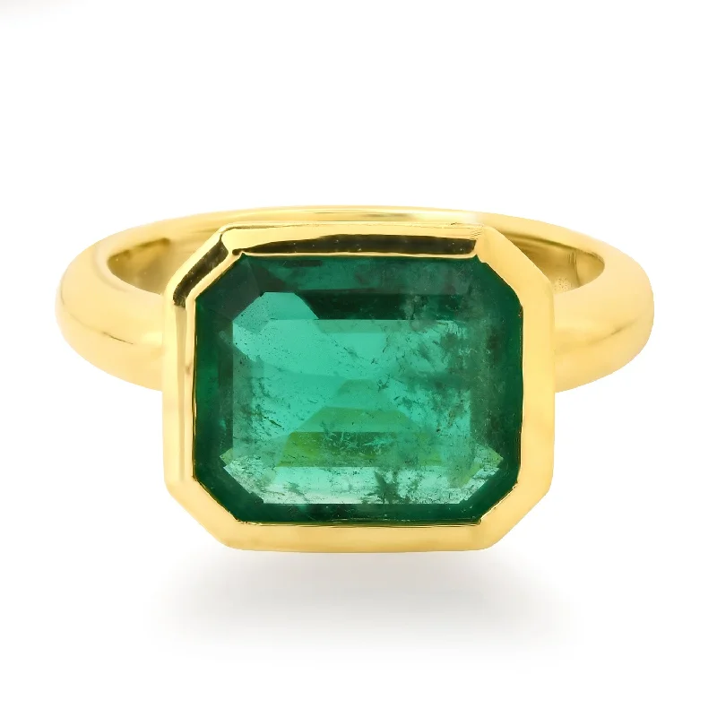 Bestselling Jewelry At Special Promotional Rates Bold Bezel Set Emerald Ring
