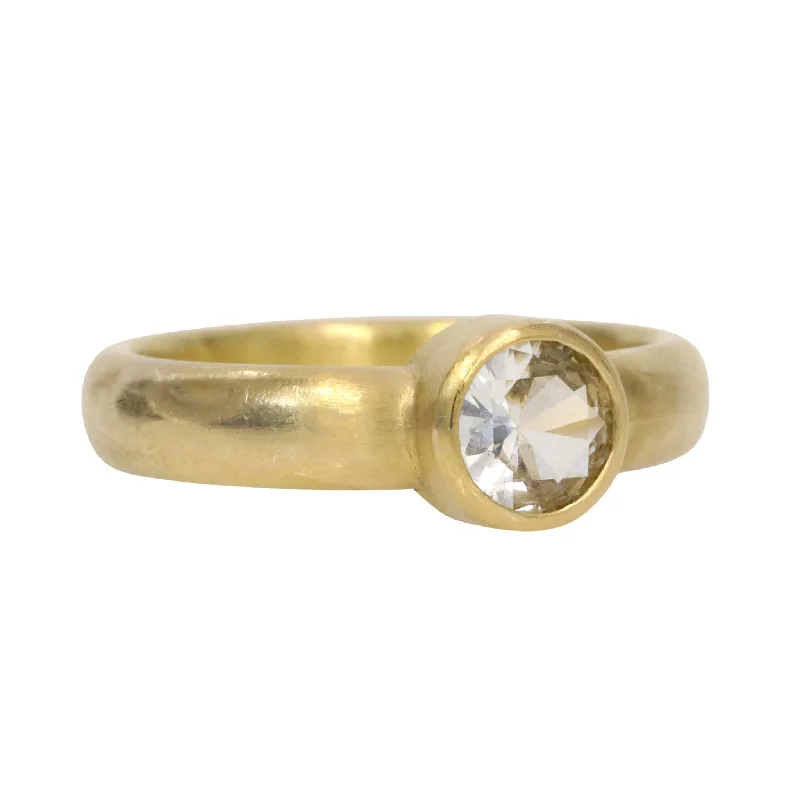 Chic, Trendy, And Affordable Jewelry Sale 20 & 22K Gold Bezel-Set Round White Sapphire Ring Chic, Trendy, And Affordable Jewelry Sale 20 & 22K Gold Bezel-Set Round White Sapphire Ring
