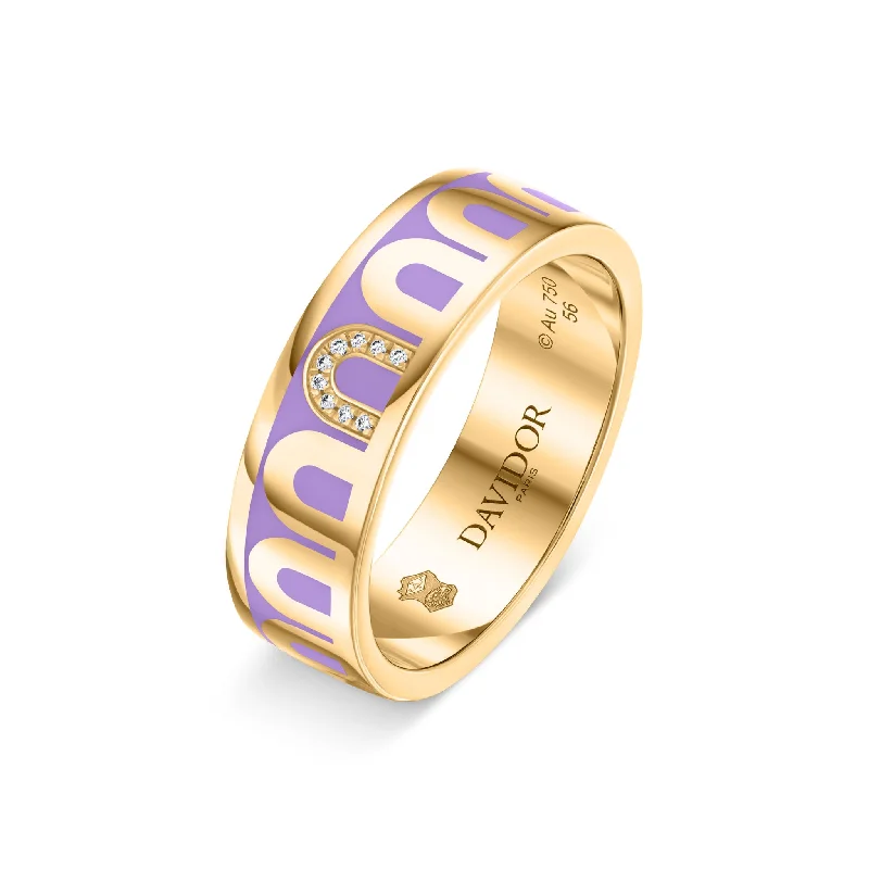 Affordable Gold-Plated Jewelry For Modern Fashion L’Arc de DAVIDOR Ring MM, 18k Yellow Gold with Lavande Lacquered Ceramic and Porta Simple Diamonds Affordable Gold-Plated Jewelry For Modern Fashion L’Arc de DAVIDOR Ring MM, 18k Yellow Gold with Lavande Lacquered Ceramic and Porta Simple Diamonds
