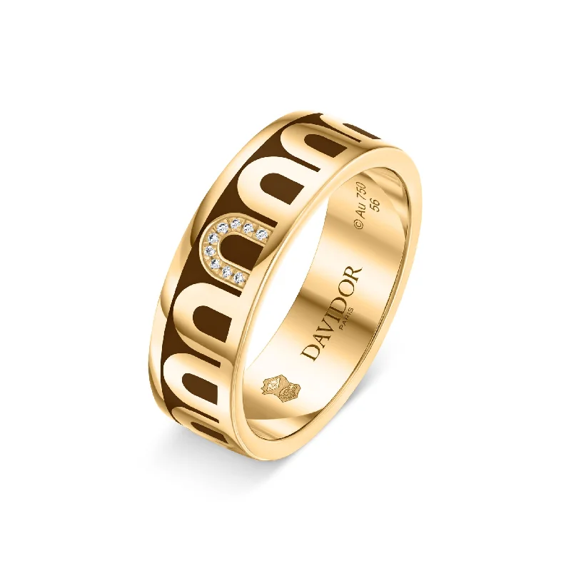 Fashion-Forward Jewelry At Exclusive Discounts L’Arc de DAVIDOR Ring MM, 18k Yellow Gold with Cognac Lacquered Ceramic and Porta Simple Diamonds Fashion-Forward Jewelry At Exclusive Discounts L’Arc de DAVIDOR Ring MM, 18k Yellow Gold with Cognac Lacquered Ceramic and Porta Simple Diamonds