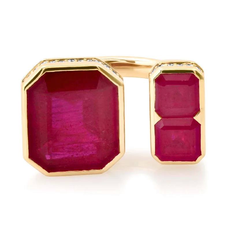 Dazzle With Discounts – Shop Jewelry On Sale Edgy Toi & Moi Three Stone Rubellite Statement Ring Dazzle With Discounts – Shop Jewelry On Sale Edgy Toi & Moi Three Stone Rubellite Statement Ring
