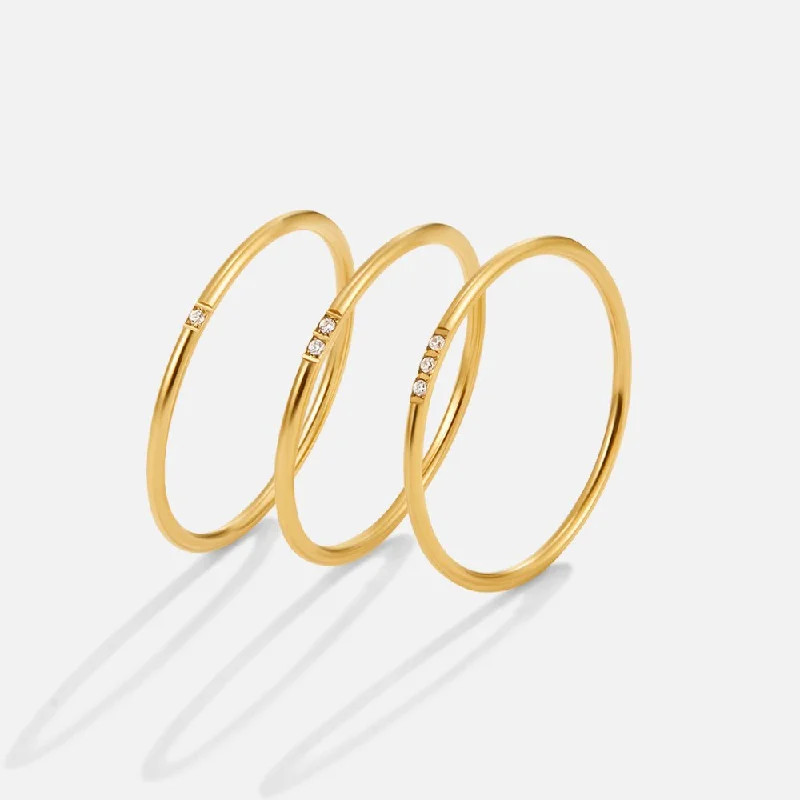 Discounted Jewelry For A Glamorous Look Eula Gold & Crystal Band Ring Set