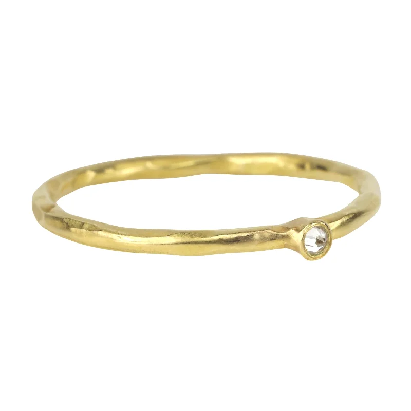 Flash Sale On Stunning Jewelry – Don't Miss Out 18K Gold Hammered Stacking Ring with Round Inverted White Diamond Flash Sale On Stunning Jewelry – Don't Miss Out 18K Gold Hammered Stacking Ring with Round Inverted White Diamond