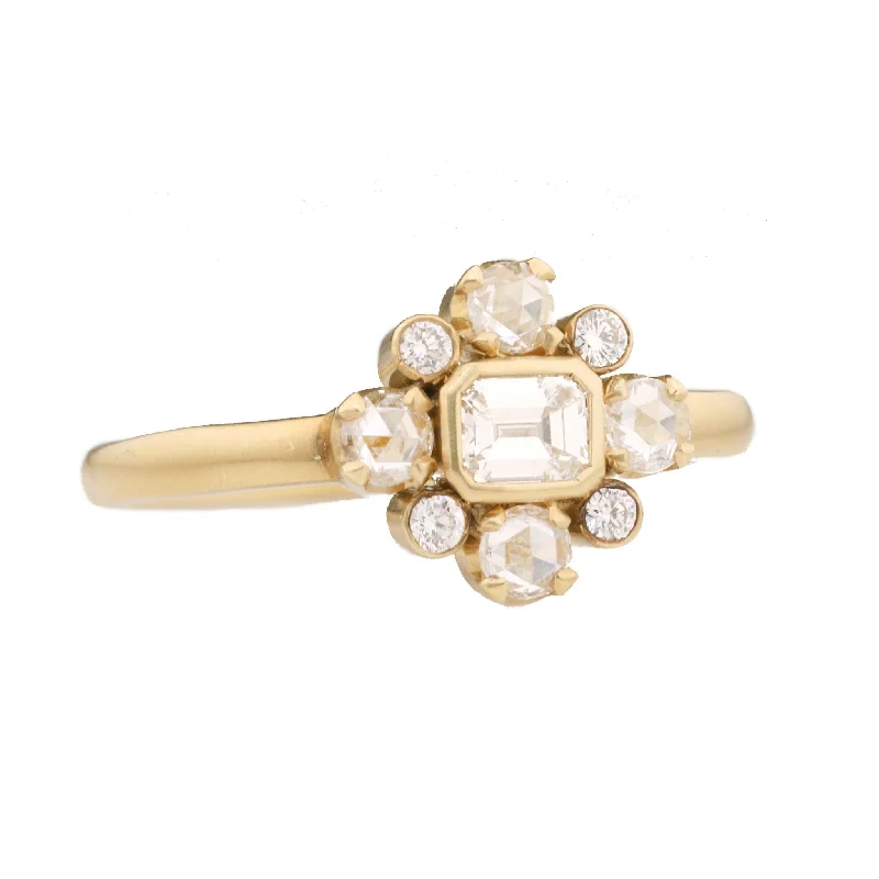 Celebrate With Sparkle – Jewelry Sale Now Live Gold, Emerald Cut Diamond, & Diamond Halo "Holbein" Ring Celebrate With Sparkle – Jewelry Sale Now Live Gold, Emerald Cut Diamond, & Diamond Halo "Holbein" Ring
