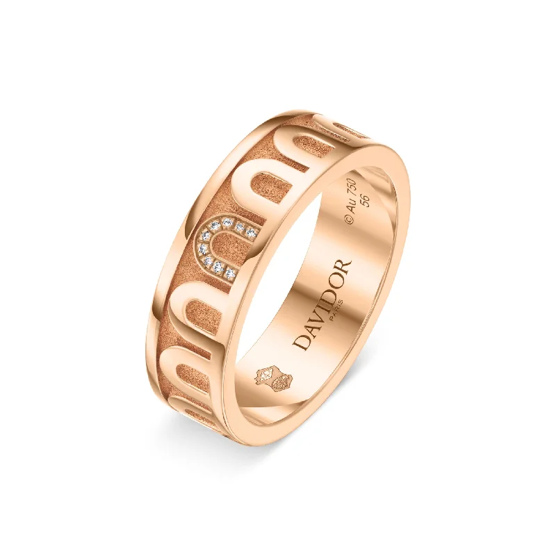 Unmissable Jewelry Clearance – Final Reductions L’Arc de DAVIDOR Ring MM, 18k Rose Gold with Satin Finish and Porta Simple Diamonds