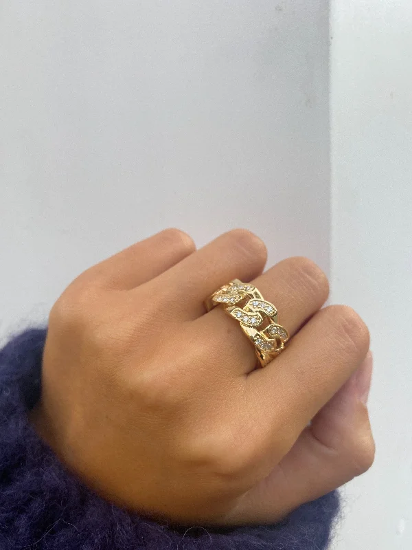 Stunning Jewelry At A Fraction Of The Price JULIANA CUBAN LINK DIAMOND CHAIN RING