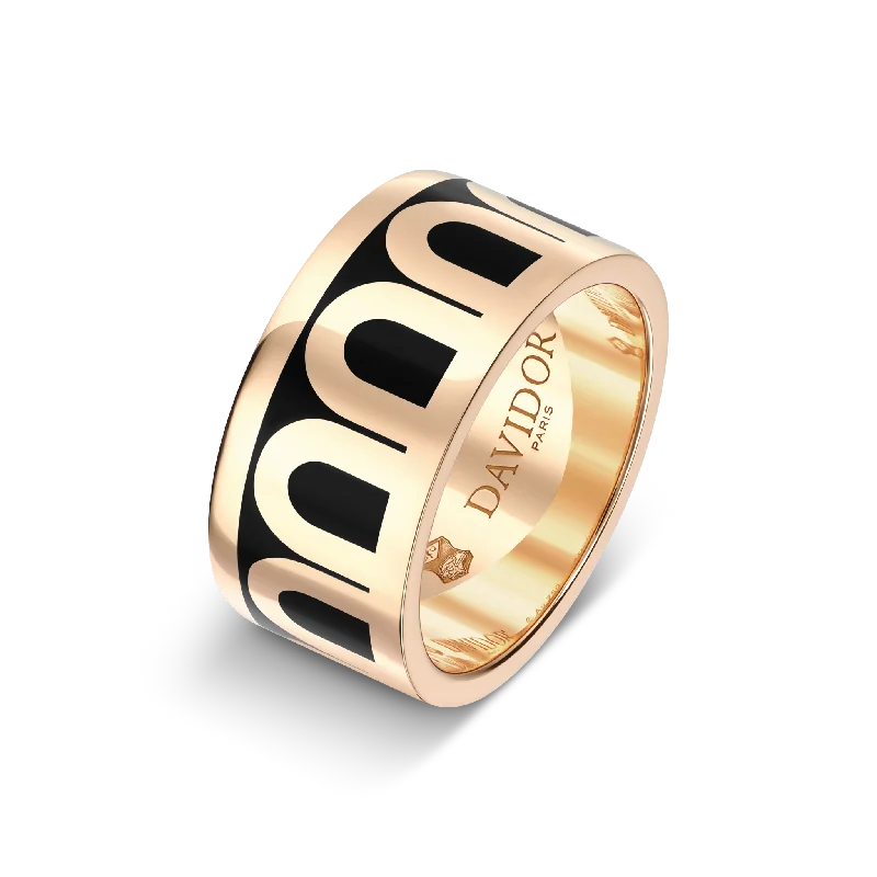 Special Deals On Handcrafted And Designer Jewelry L'Arc de DAVIDOR Ring GM, 18k Rose Gold with Caviar Lacquered Ceramic Special Deals On Handcrafted And Designer Jewelry L'Arc de DAVIDOR Ring GM, 18k Rose Gold with Caviar Lacquered Ceramic