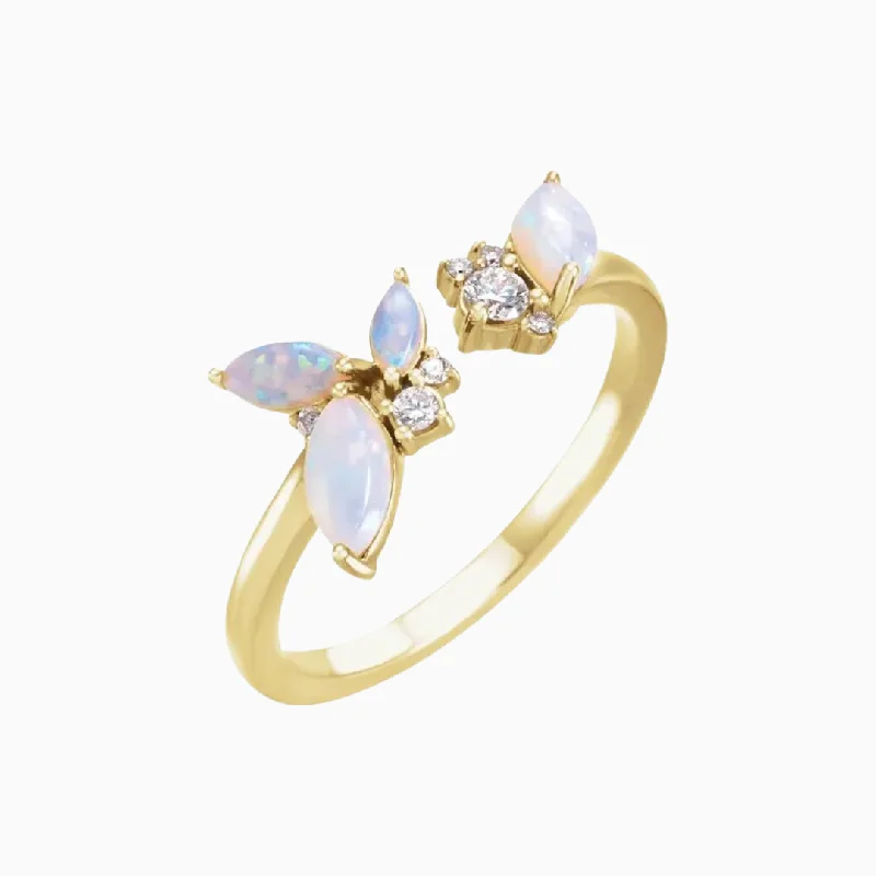 Trending Jewelry Now At Unbeatable Prices Opals & Diamonds Bypass Ring