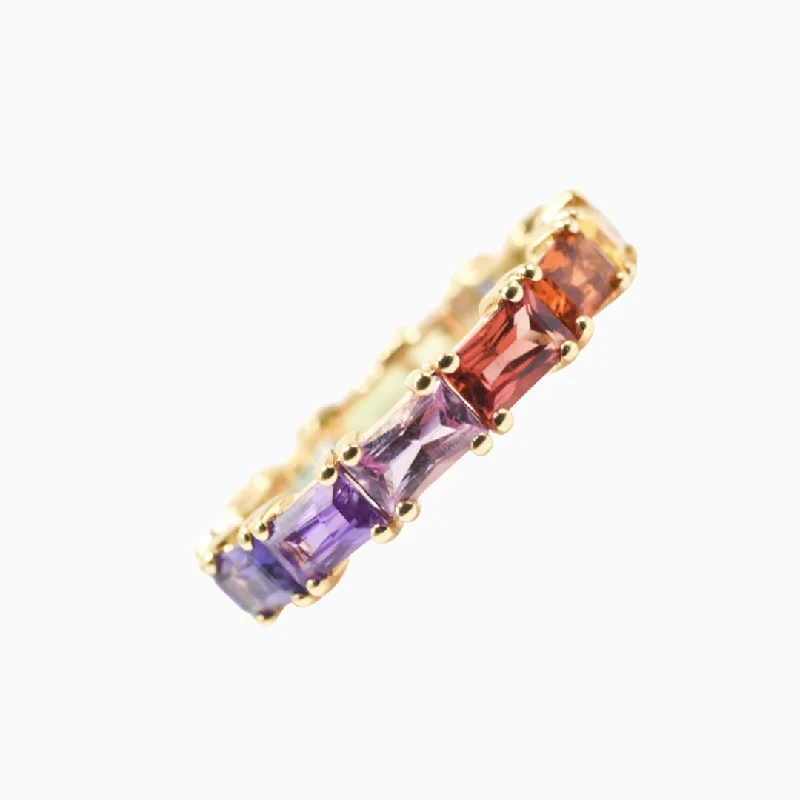 Don't Miss These Dazzling Jewelry Discounts Rainbow Sapphire Baguette Stacker