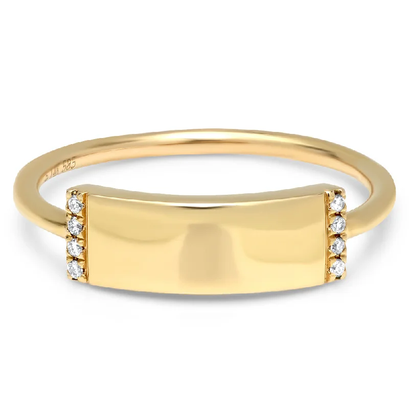 Big Discounts On Elegant Jewelry Collections Rectangle Diamond Skinny Plaque Engravable Ring Big Discounts On Elegant Jewelry Collections Rectangle Diamond Skinny Plaque Engravable Ring