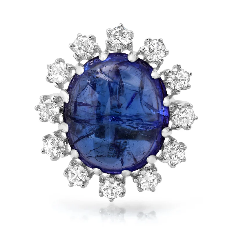 Get Ready To Sparkle – Special Jewelry Discounts Tanzanite & Diamond Cabochon Cocktail Statement Ring Get Ready To Sparkle – Special Jewelry Discounts Tanzanite & Diamond Cabochon Cocktail Statement Ring