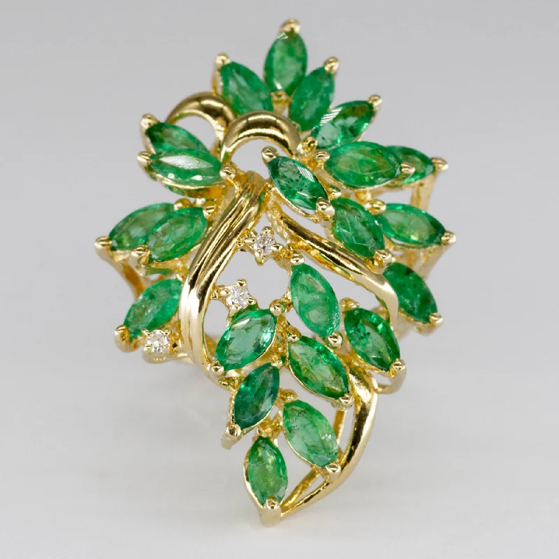 Shine In Style – Shop Jewelry Discounts Today Emerald and Diamond Cocktail Cluster Ring | 1.35ctw, 0.03ctw |SZ 5.5 |