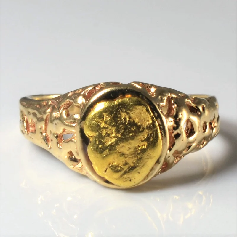 Luxury Jewelry At Unbeatable Discounts Bezel Set Gold Nugget Ring | SZ 5.5 |