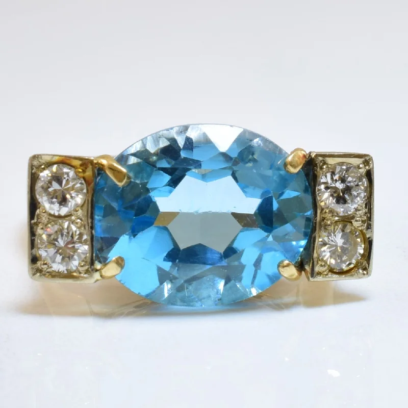 Chic, Trendy, And Affordable Jewelry Sale Blue Topaz & Diamond Ring | 4.50ct, 0.32ctw | SZ 6 | Chic, Trendy, And Affordable Jewelry Sale Blue Topaz & Diamond Ring | 4.50ct, 0.32ctw | SZ 6 |