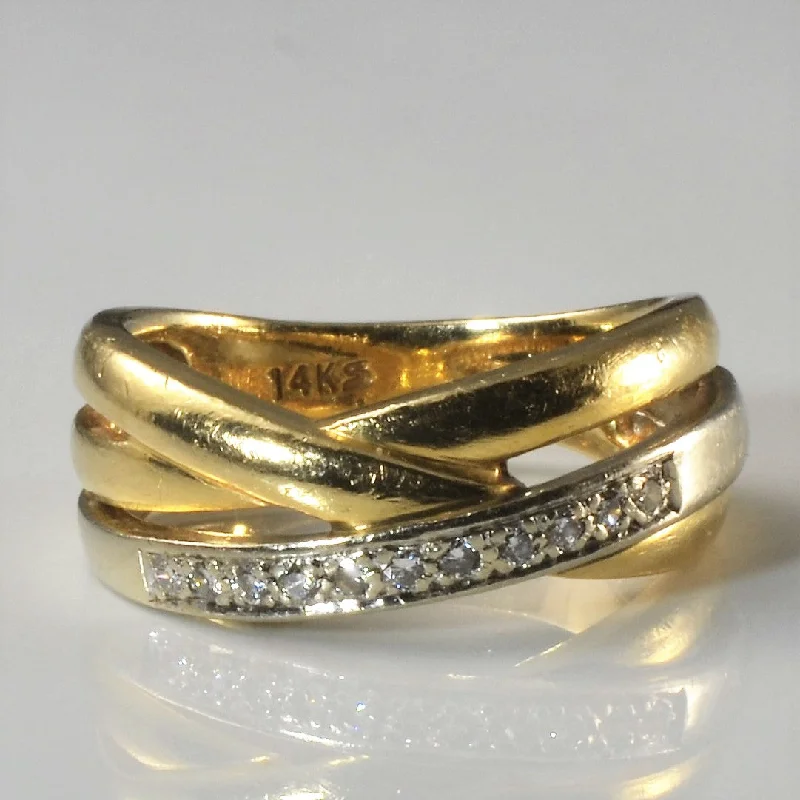 Romantic Heart-Shaped Jewelry For Special Gifts Two Tone Diamond Crossover Ring | 0.16ctw | SZ 8.75 |