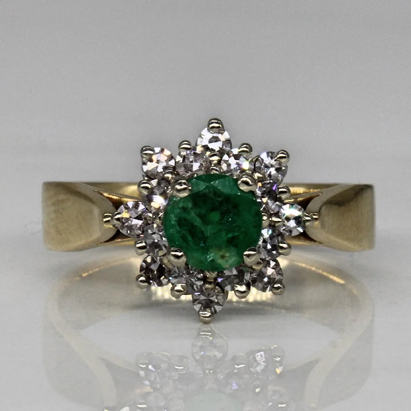 Luxury Jewelry At Unbeatable Discounts Emerald & Diamond Halo Ring | 0.32ct, 0.25ctw | SZ 6 | Luxury Jewelry At Unbeatable Discounts Emerald & Diamond Halo Ring | 0.32ct, 0.25ctw | SZ 6 |