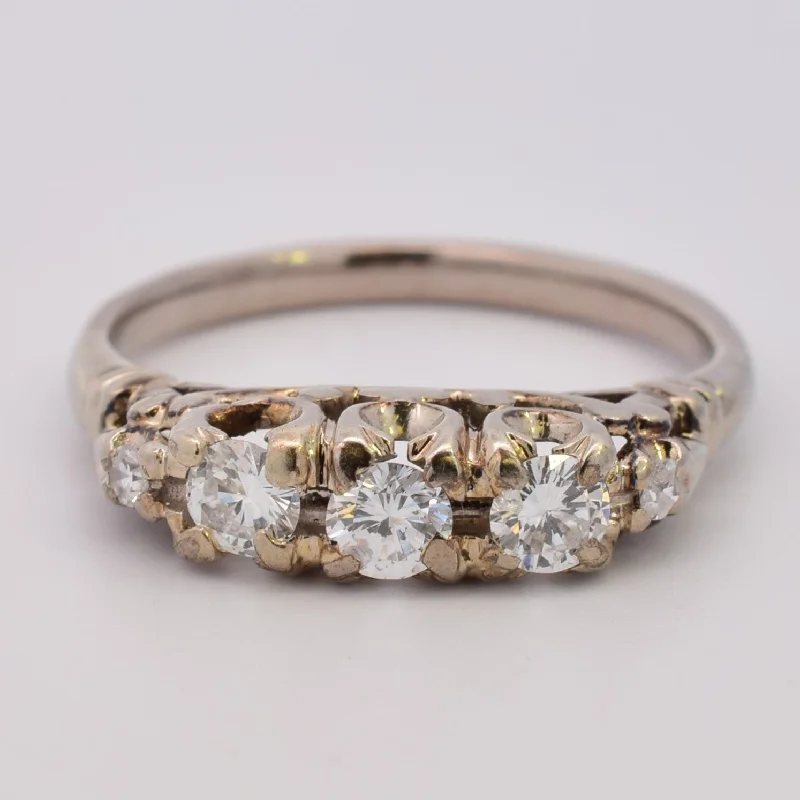 Seasonal Jewelry Deals – Elevate Your Style Retro Five Stone Diamond Filigree Ring | 0.34ctw | SZ 5.75 |