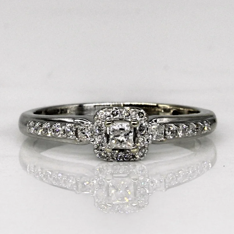 Get Ready To Sparkle – Special Jewelry Discounts Princess Cut Diamond Halo Engagement Ring | 0.22ctw | SZ 6.5 |