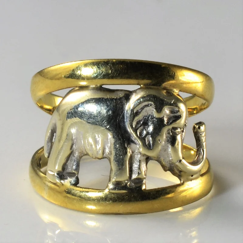 Customized Silver Jewelry For Unique Style Two Tone Elephant Ring | SZ 7 |