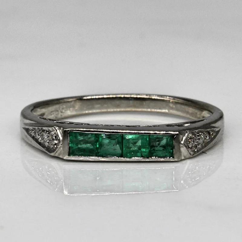 Unmissable Deals On Handmade Jewelry Collections Emerald & Diamond Tapered Band | 0.20ctw, 0.03ctw | SZ 5.75 |