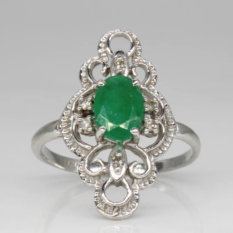 Shop Signature Jewelry Styles At Exclusive Prices Ornate Emerald & Diamond Ring | 0.65ct, 0.03ctw | SZ 6.25 | Shop Signature Jewelry Styles At Exclusive Prices Ornate Emerald & Diamond Ring | 0.65ct, 0.03ctw | SZ 6.25 |