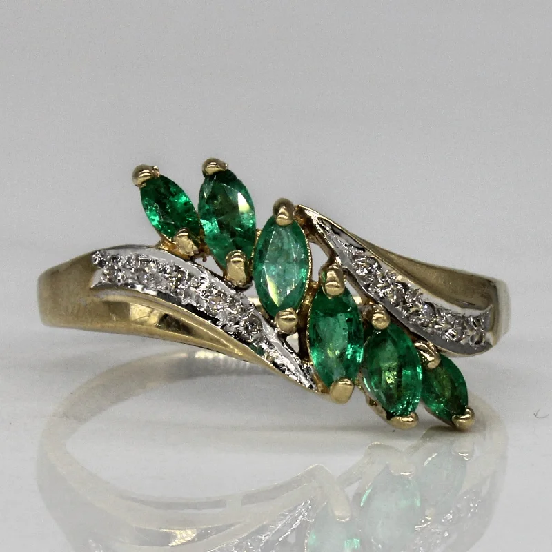 Timeless Jewelry At Special Discount Rates Cascading Emerald & Diamond Ring | 0.50ctw, 0.05ctw | SZ 11.5 | Timeless Jewelry At Special Discount Rates Cascading Emerald & Diamond Ring | 0.50ctw, 0.05ctw | SZ 11.5 |
