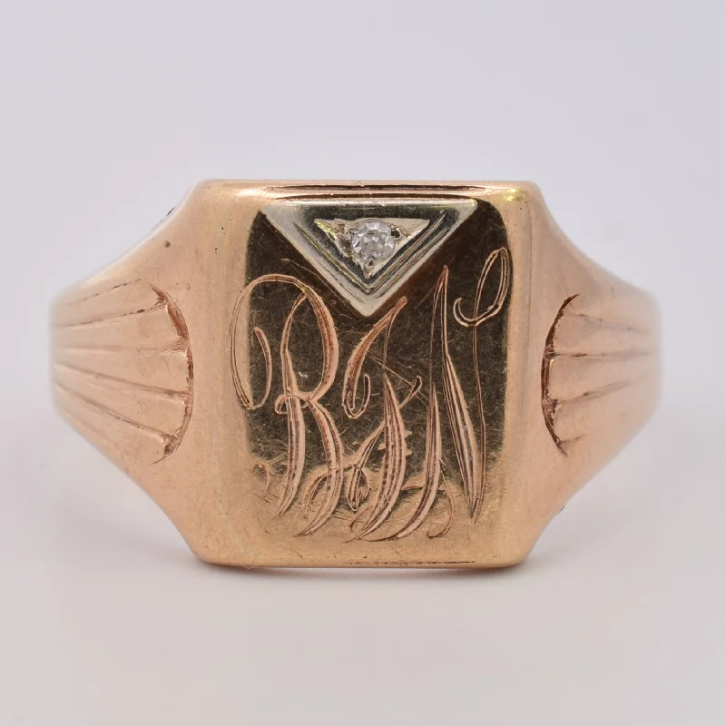 Handcrafted Jewelry Sale – Unique Designs At Low Prices 1930s Initial 'BJN' Diamond Signet Ring | 0.01ct | SZ 11.5 |