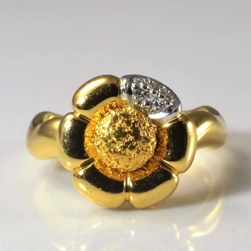 Luxury Jewelry Without The Luxury Price Tag Pave Accented Flower Ring | 0.06ctw | SZ 6.75 | Luxury Jewelry Without The Luxury Price Tag Pave Accented Flower Ring | 0.06ctw | SZ 6.75 |