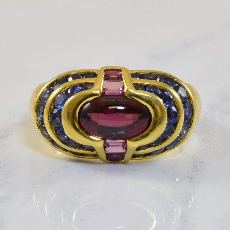 Flash Deals On Fine Jewelry – Shop Before It's Gone Garnet Cabochon & Blue Sapphire Ring | 1.65ctw, 1.76ctw | SZ 6.5 |