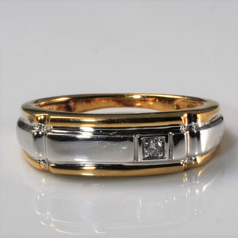 Fashion-Forward Geometric Jewelry For Contemporary Style Single Diamond Two Tone Band | 0.03ct | SZ 9.5 |