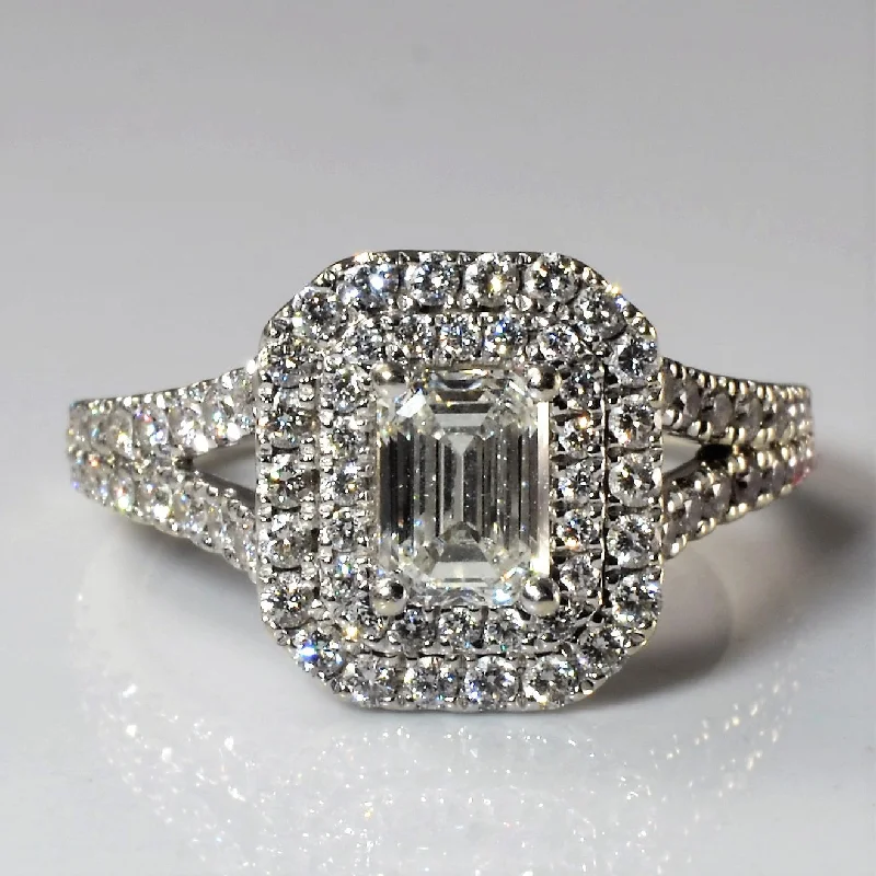 Shop Dazzling Jewelry At The Best Prices Vera Wang' Emerald Cut Double Halo Diamond Engagement Ring | 1.63ctw | SZ 7.25 | Shop Dazzling Jewelry At The Best Prices Vera Wang' Emerald Cut Double Halo Diamond Engagement Ring | 1.63ctw | SZ 7.25 |
