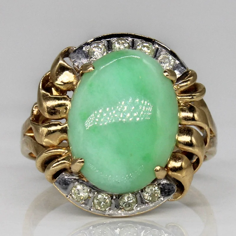 Limited-Stock Jewelry Clearance – Grab Your Favorites Now Jadeite & Diamond Cocktail Ring | 5.00ct, 0.16ctw | SZ 7.25 |