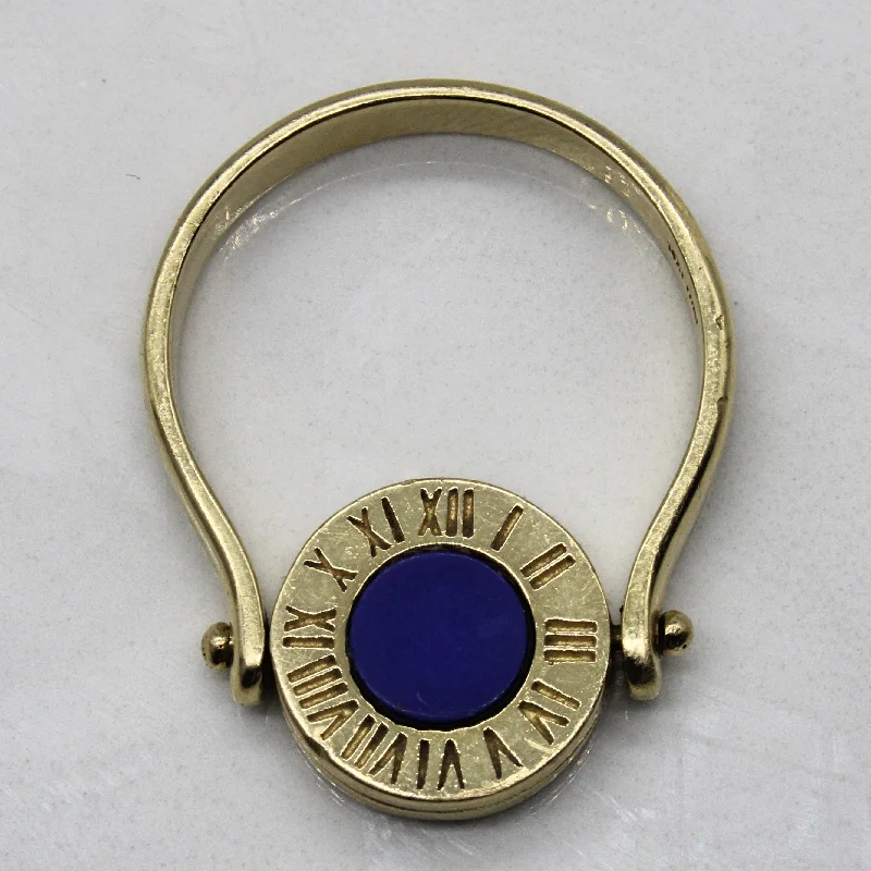 Elevate Your Outfit With Discounted Statement Jewelry Lapis Lazuli & Onyx Clock Flip Ring | 0.50ct, 0.50ct | Sz 7.25 Elevate Your Outfit With Discounted Statement Jewelry Lapis Lazuli & Onyx Clock Flip Ring | 0.50ct, 0.50ct | Sz 7.25