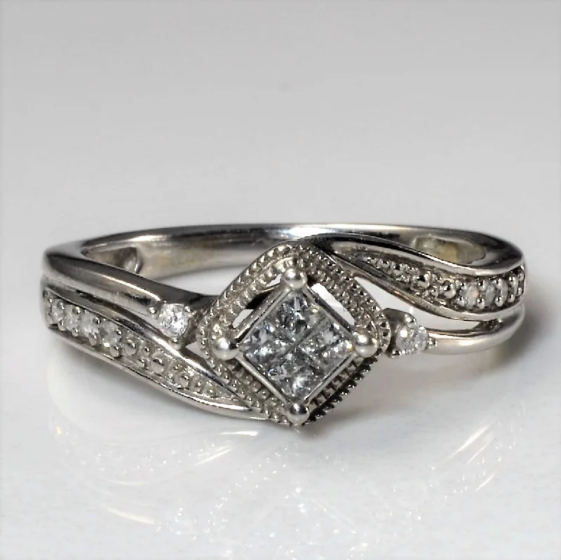 Eco-Friendly Sustainable Jewelry For Conscious Buyers Milgrain Detailed Bypass Quad Cluster Ring | 0.17ctw | SZ 5.5 |