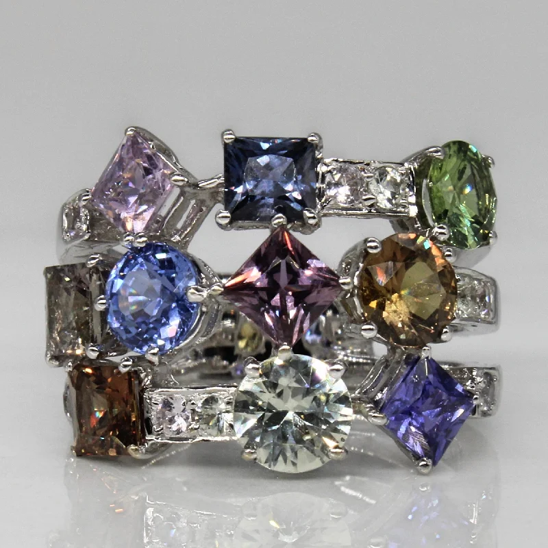 Celebrate With Sparkle – Jewelry Sale Now Live Natural & Synthetic Sapphire Cocktail Ring | 5.30ctw | SZ 6.25 | Celebrate With Sparkle – Jewelry Sale Now Live Natural & Synthetic Sapphire Cocktail Ring | 5.30ctw | SZ 6.25 |