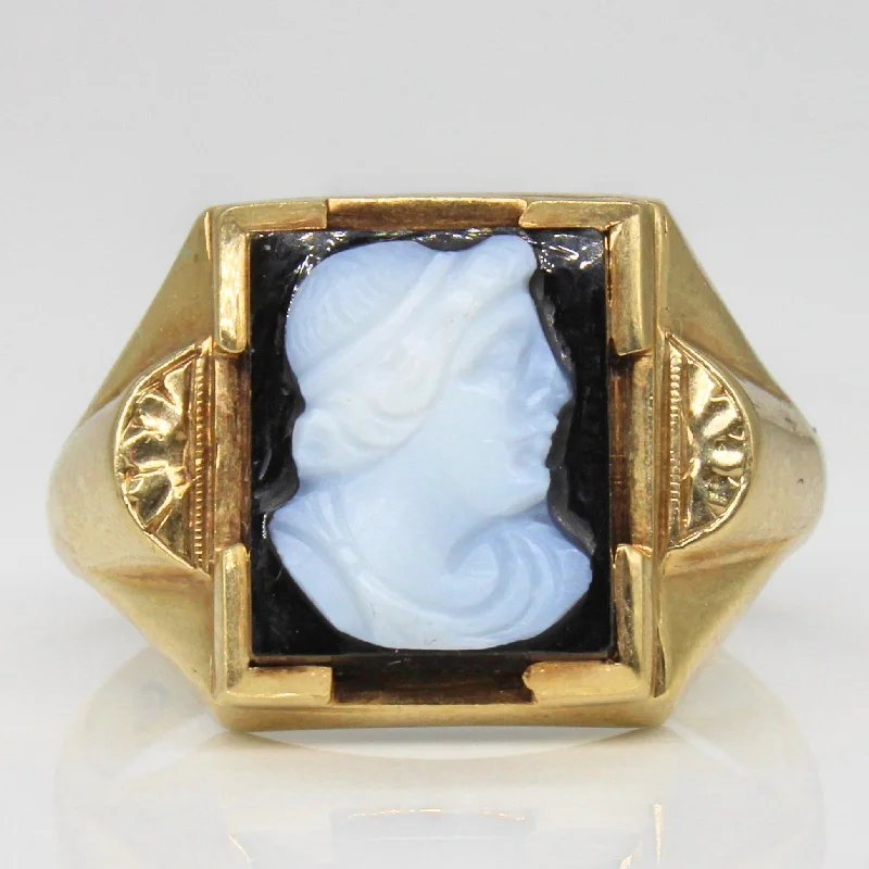 Huge Savings On Timeless Jewelry Collections Onyx Cameo Ring | 3.65ct | SZ 10.5 |