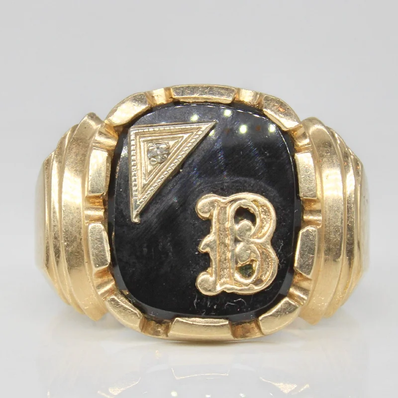 Timeless Jewelry Styles At Wallet-Friendly Prices Onyx & Diamond Initial 'B' Initial Ring | 2.60ct, 0.01ct | SZ 8.5 | Timeless Jewelry Styles At Wallet-Friendly Prices Onyx & Diamond Initial 'B' Initial Ring | 2.60ct, 0.01ct | SZ 8.5 |