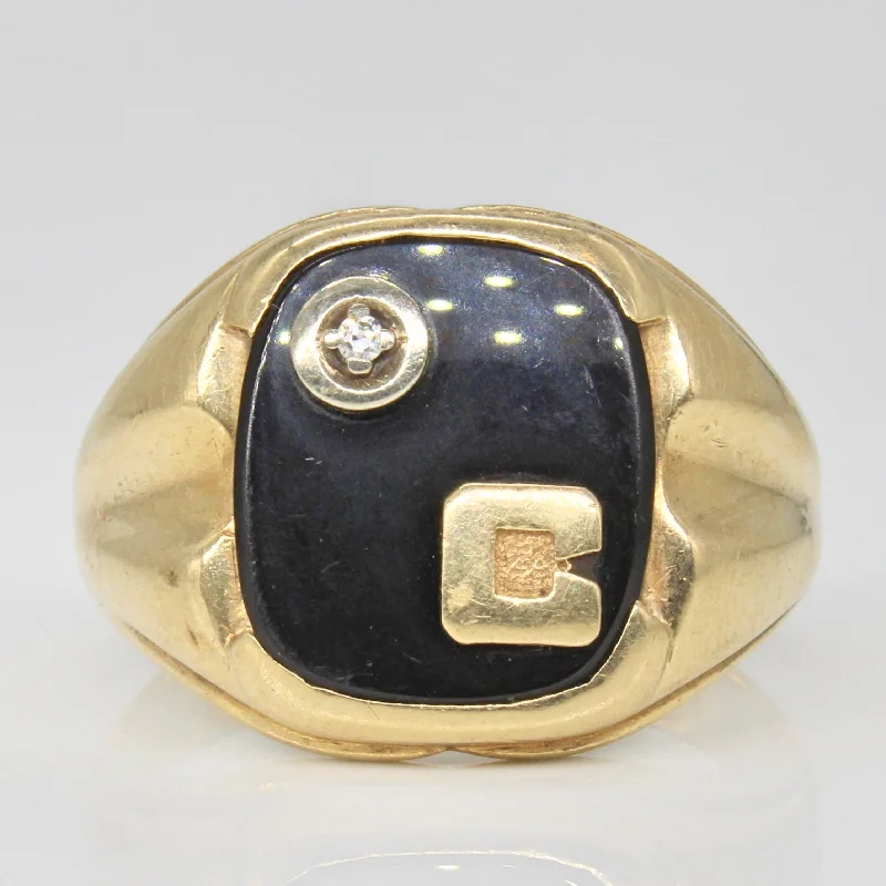 Breathtaking Jewelry At Limited-Time Savings Onyx & Diamond Initial 'C' Ring | 2.00ct, 0.02ct | SZ 10 | Breathtaking Jewelry At Limited-Time Savings Onyx & Diamond Initial 'C' Ring | 2.00ct, 0.02ct | SZ 10 |