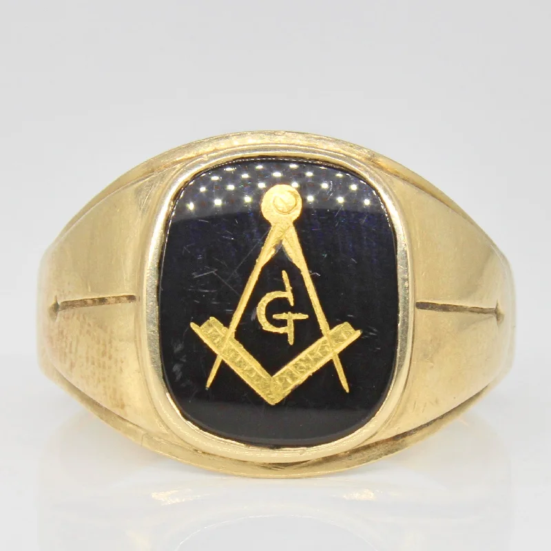 Seasonal Jewelry Deals – Elevate Your Style Masonic Onyx Cabochon Ring | 3.20ct | SZ 12 |